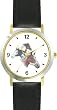 Horse Collage - Three Paints - JP - Horse - WATCHBUDDY&reg; DELUXE TWO-TONE THEME WATCH - Arabic Numbers - Black Leather Strap-Size-Large ( Men's Size or Jumbo Women's Size )