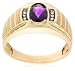 10k Yellow Gold Amethyst and Diamond Men's Ring