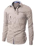 Doublju Mens Double Gold Button Jacket Style Shirt