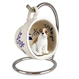 Jack Russell Terrier Blue Tea Cup Dog Ornament - Brown  White
