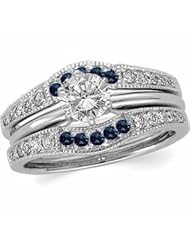 Ann Harrington Jewelry 14k White Gold 1/3 Ct Tw Diamond And Genuine Blue Sapphire Antique Style Ring Guard