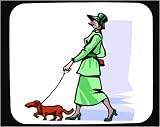 Mouse Pad with daschund, leash, outdoors, walking, woman, pet, dog, canine