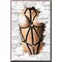 Patent PVC Strap Teddy Adjustable Neck and Back Elastic G-String in Black One Size
