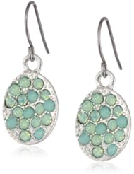 Kensie "Shooting Star" Silver-Plated Oval Mint Stone Drop Earrings