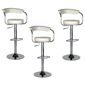 Click here to buy White Omicron Kitchen Padded Bar Stool {Set of 3} by Premium Outlet.