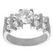 Silvertone Round-cut Cubic Zirconia Ring