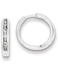 Sterling Silver Baguettes & Round Diamonds Hoop Earrings. Carat Wt- 0.25ct