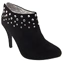 Womens Diamante Black Suede Ankle Shoe Boots