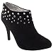 Womens Diamante Black Suede Ankle Shoe Boots