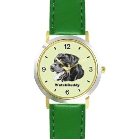Rottweiler (SC) Dog - WATCHBUDDY� DESIGNER DELUXE TWO-TONE THEME WATCH - Arabic Numbers-EMERALD... by WatchBuddy