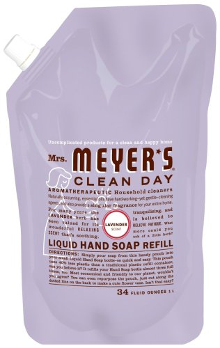 Mrs. Meyer's Clean Day Liquid Hand Soap Refills, Lavender 1 liter (33 fl.oz.) (Pack of 6)