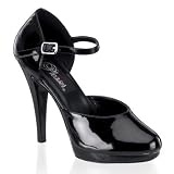 Women's 4.5 Inch Stiletto Heel D'Orsay Style Platform Pump (Black/Black;6)