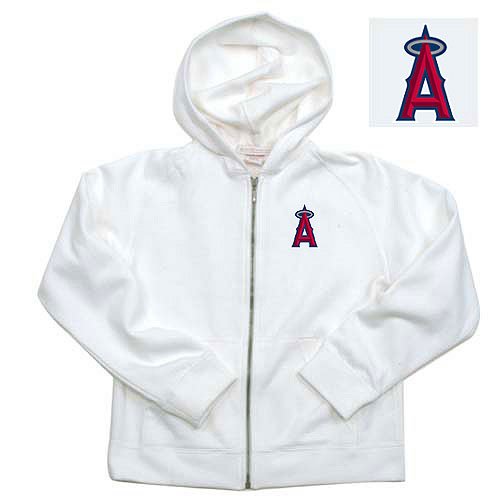 Los Angeles Angels MLB Girls Lucky Full Zip Hooded Jacket (White)