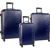 Nautica Luggage Ahoy 3 Piece Hardside Spinner Outer Shell Set, Navy/Yellow, One Size
