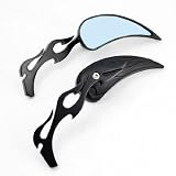 Cool Look Black Flame Motorcycle Teardrop Side Rear View Mirror for Harley Kawasaki Honda Yamaha BMW