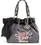 Juicy Couture Glam Crown Classic Velour Daydreamer Bag Tote Coal