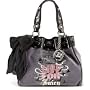 Juicy Couture Glam Crown Classic Velour Daydreamer Bag Tote Coal