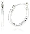 14k White Gold Round Hoop Earrings
