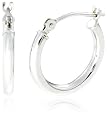 14k White Gold Round Hoop Earrings