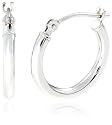 14k White Gold Round Hoop Earrings