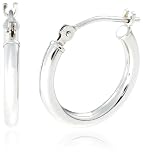 14k White Gold Round Hoop Earrings