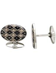 Dolan Bullock Sterling Silver Black and Grey Enamel Cuff Links