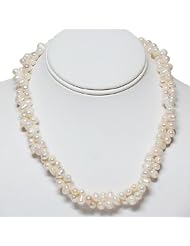 Hydia White Double Twist Freshwater Pearl Necklace with Gift Pouch