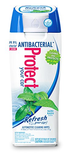 Refresh Your Car! 63200 Automotive Antibacterial Pacific Rain Scent Protect Wipes, 25 Count