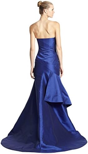 ML Monique Lhuillier Luminious Satin Strapless Asymmetrical Dress Gown