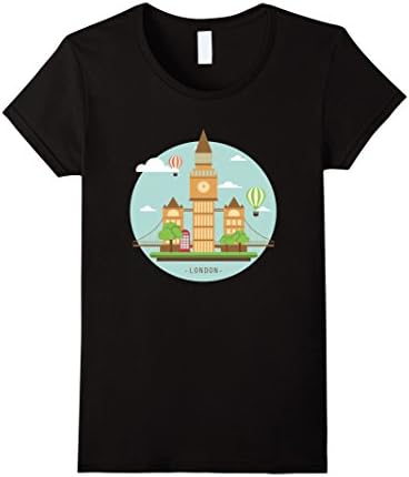 Women's Tshirt Symbol London UK England Liverpool Big Ben Medium Black