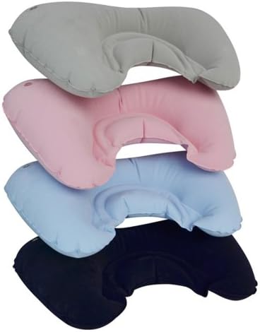Inflatable Neck Pile Coating Pillow U-shaped Pillow Headrest Pillow Car Air Flight Travel ( Pink Grey Blue Dark Blue Blue with Plaid )