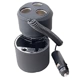GSI Super Quality Cigarette Lighter 1-to-3 Plug-In Sockets Multiplier Adapter for Car/Truck/SUV with Cup-holder Ashtray Combo - Power Multiple Cellphones, Ipods, Laptops or Gaming Devices at Once!
