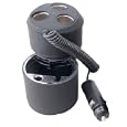 GSI Super Quality Cigarette Lighter 1-to-3 Plug-In Sockets Multiplier Adapter for Car/Truck/SUV with Cup-holder Ashtray Combo - Power Multiple Cellphones, Ipods, Laptops or Gaming Devices at Once!