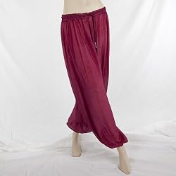 Burgundy Silk Harem Pants