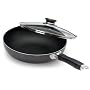 KittAmor 11 Inch Non-Stick Aluminum Wok With Lid