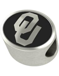 Oklahoma Sooners Collegiate Bead Fits Most Pandora Style Bracelets Including Pandora, Chamilia, Biagi, Zable, Troll and More. High Quality Bead in Stock for Immediate Shipping