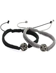 Diamond Pave Bead Macrame Bracelet Sterling Silver Hand Crafted Jewelry