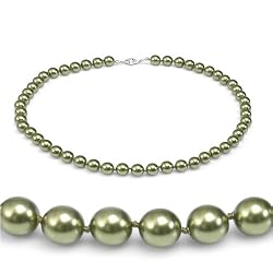 Genuine Swarovski Crystal Pearl Necklace-Green (8mm)