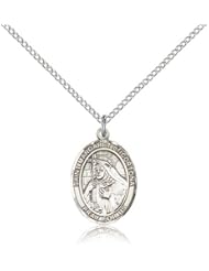 .925 Sterling Silver Saint St. Margaret of Cortona Medal Pendant 3/4 x 1/2 Inches Midwives/Homeless-8301- Comes with a .925 Sterling Silver Lite Curb Chain Neckace And a Black velvet Box