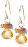 14k Yellow Gold Citrine Briolette Drop and Multi-Gemstone Beaded Earrings