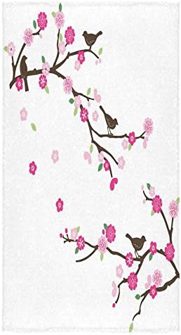 Beautiful Cherry Blossom Tree, Sakura Flower Pattern Sale Custom Bath Towels Large Soft and Comfortable Travel Beach Bathroom Shower Washcloth Wrap for Men/Women 80% Polyester 20% Cotton, (30" x 56")