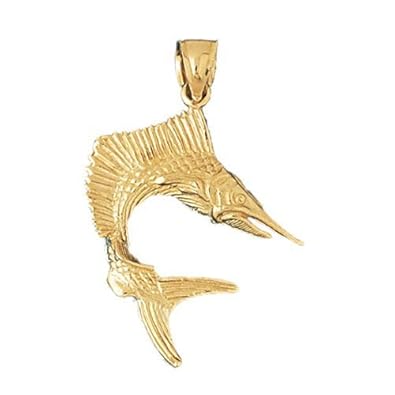 Cheap Girls Jewelry Dazzlers Solid 14k Gold Marlin Sailfish Dimensional Charm Pendant Available in three colors from jewelsberry (weights: 8.5 grams only) For Sale
