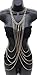 DOTASI Womens Metal Body Waist Chain Bikini Belly Sterling Gold Tone Cross Over Body Chain Necklace