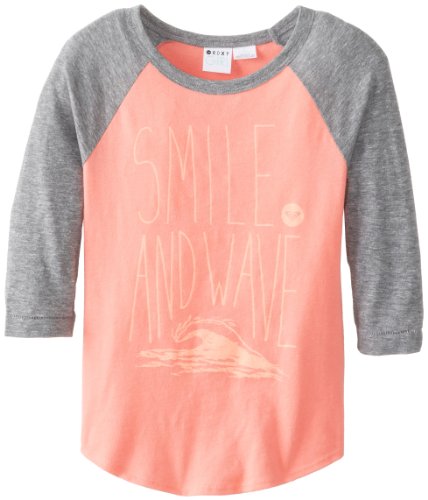 Roxy Girls 7-16 Smile and WA Raglan Tee, Sugar Coral, X-Large