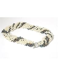Toc Freshwater Cream and Purple Pearl Multi Strand Necklace