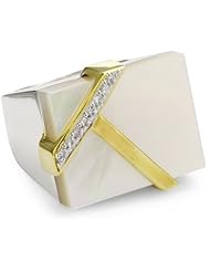 Kara Ross "Geometric" Mother-Of-Pearl and White Sapphire Square Gemstone Ring, Size 7