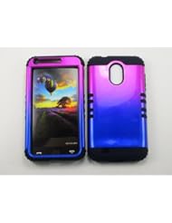 Wireless: SAMSUNG GALAXY S II S2 EPIC 4G TOUCH CASE TWO TONE PINK BLUE BK-A005-EC HEAVY DUTY HIGH IMPACT HYBRID COVER BLACK SKIN SILICON D710 - Samsung