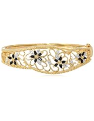 Yellow Gold Plated Sterling Silver Sapphire and Diamond Accent Bracelet, 7"
