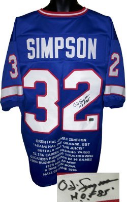 OJ Simpson Signed Buffalo Bills Blue Prostyle Stat Jersey HOF 85