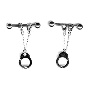 Handcuff Nipple Bar Body Jewelry Pair